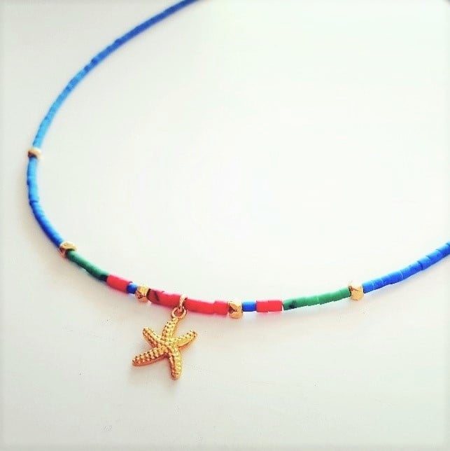 Image of starfish blue necklace