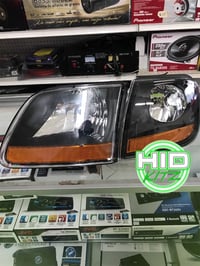 Image 1 of 97-03 F-150 Black Harley Style Headlights and Parking Lights