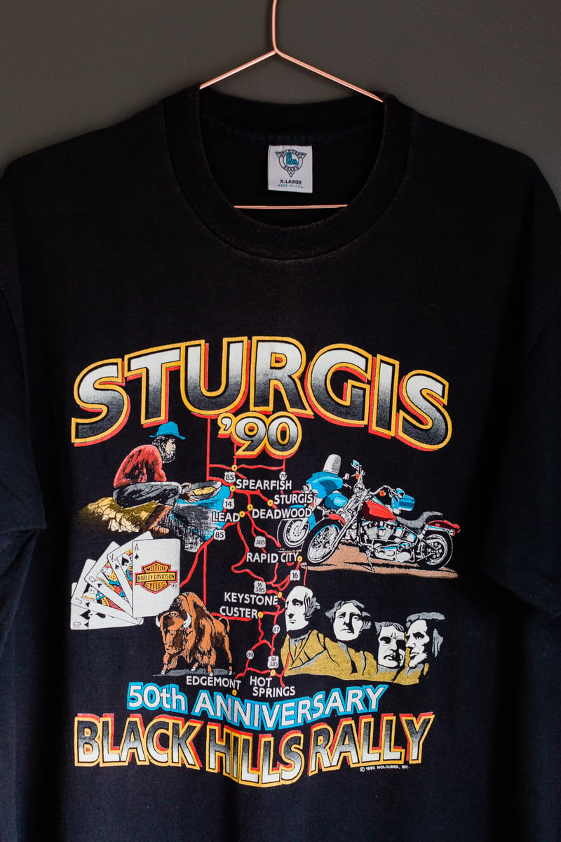 Vintage 1990 Blue Sturgis 50th Anniversary Tee SZ L