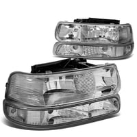 99-02 Silverado Chrome Clear Headlights WIth Parking Lights