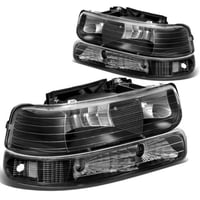 99-02 SIlverado Black Clear Headlights and Parking lights
