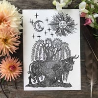 Image 1 of The ox and the willow. Sun and the moon.