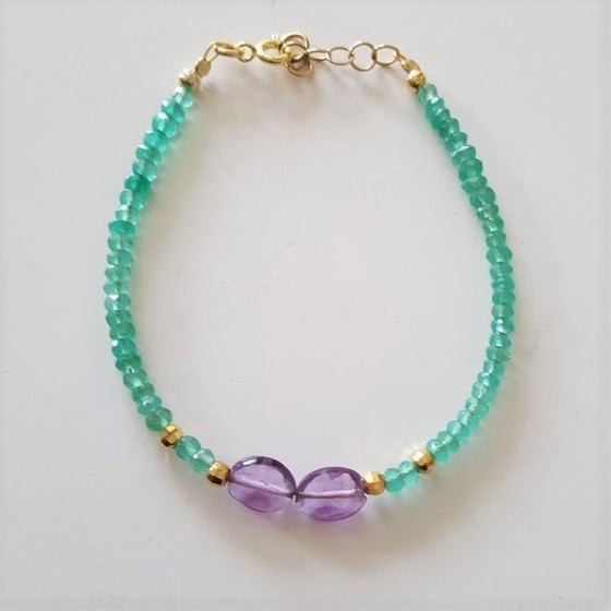 Image of Green agate and amethyst bracelets