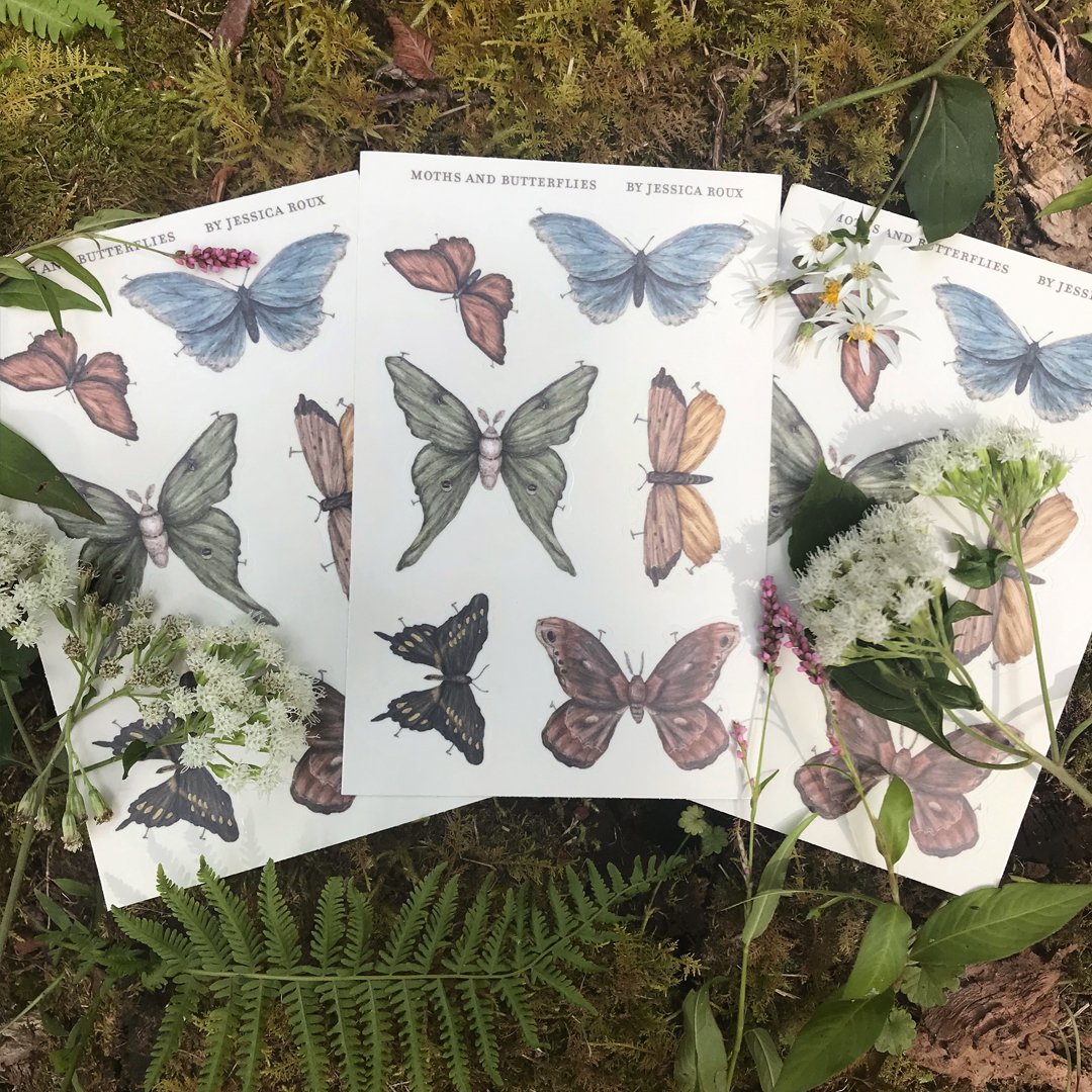 Image of Moths and Butterflies Sticker Sheet