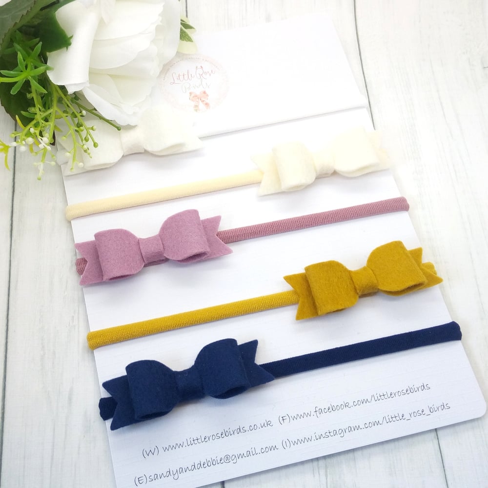 SET OF 5 Bows on Headbands or Clips 