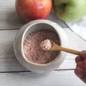 Image of Ceramic Salt Cellar in Rustic White and Ocher Dripping Glaze, Handcrafted Made in USA