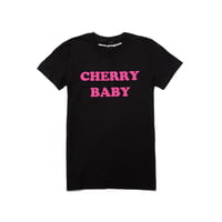 Image 1 of 🩷🖤Black and Pink Cherry Baby Tee Limited Edition🩷🖤