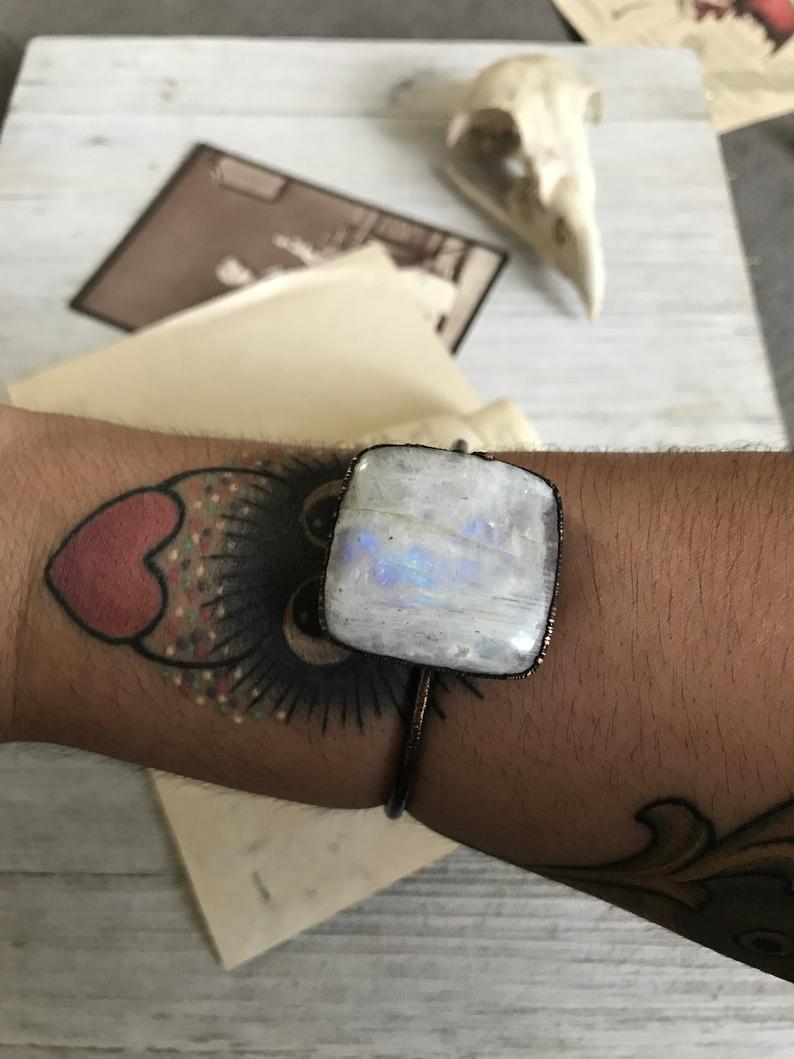 Chunky Moonstone Forearm Bracelet 