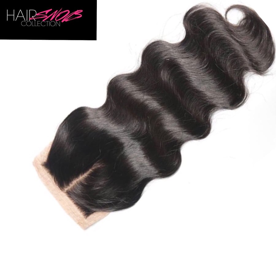 Image of Middle Part Body Wave Silk Base Closure