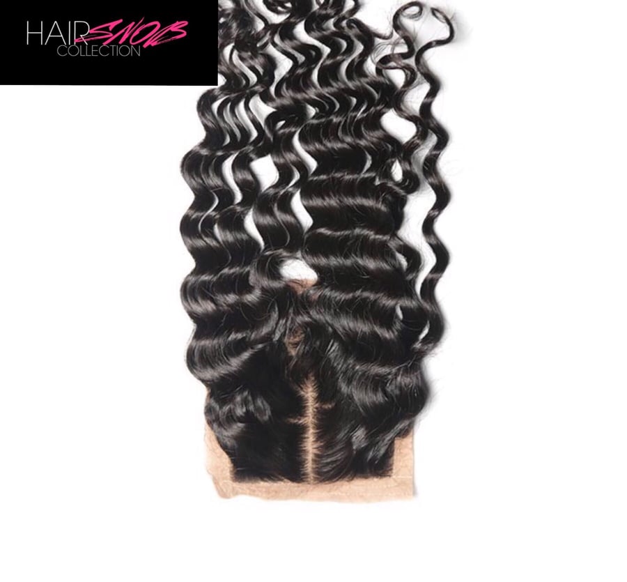 Image of Middle Part Deep Wave Silk Base Closure 