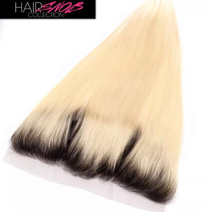 Image of Ombré Platinum Blonde #1B/#613 Transparent Lace Frontal Straight