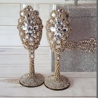 Image 3 of "Allison" Champagne Toasting Glasses ( available in other colors) 