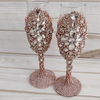 Image 4 of "Allison" Champagne Toasting Glasses ( available in other colors) 