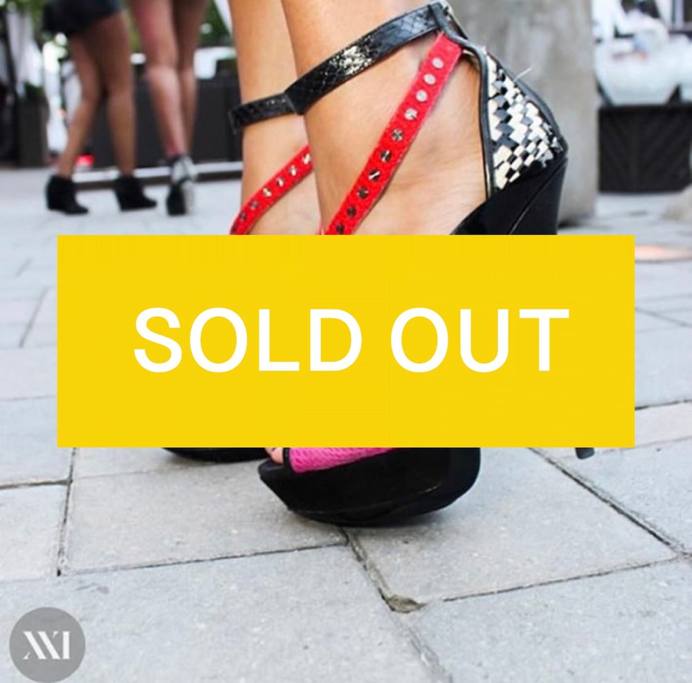 Image of JIMMY CHOO 'VIVIENNE MIXED-MEDIA' PLATFORM SANDALS | RED/PINK (SIZE 40)