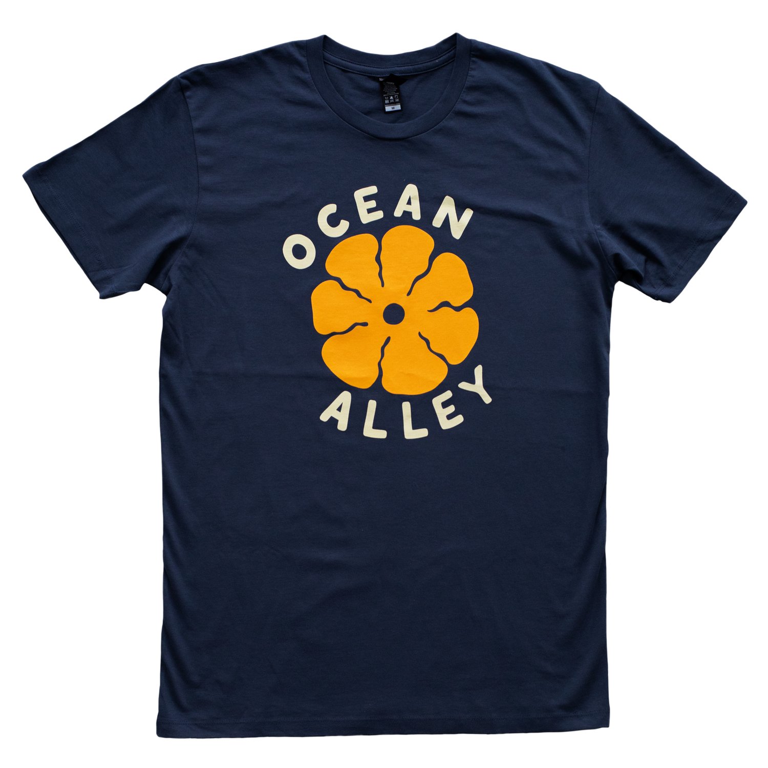 Image of Ocean Alley Orange Flower Blue T-shirt