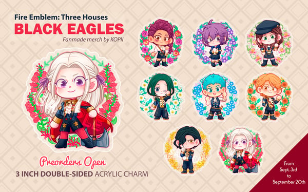 Image of BLACK EAGLES: FE3H Acrylic Charms ***PRE-ORDER***