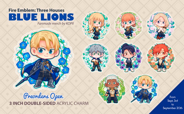 Image of BLUE LIONS: FE3H Acrylic Charms ***PRE-ORDER***