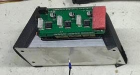 Image of TLE5206 with Arudino Board, heatsinks, power supply and plastic holder