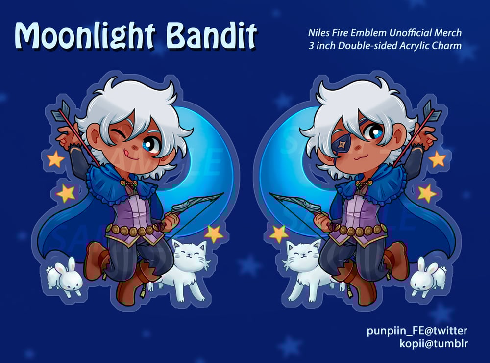 Image of MOONLIGHT BANDIT: a NILES Acrylic Charm ***PRE-ORDER***