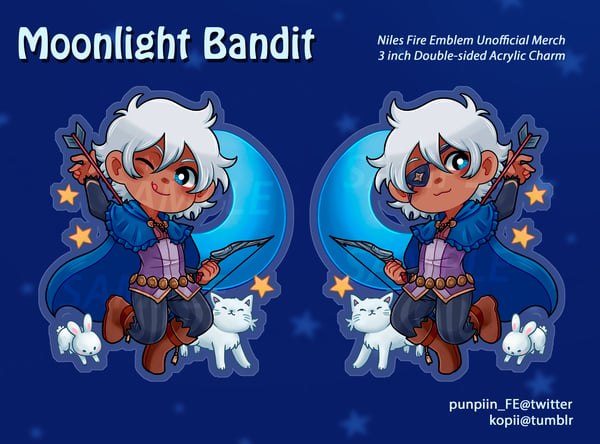 Image of MOONLIGHT BANDIT: a NILES Acrylic Charm ***PRE-ORDER***