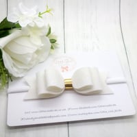 Image 2 of White 4" Bow on Headband or Clip