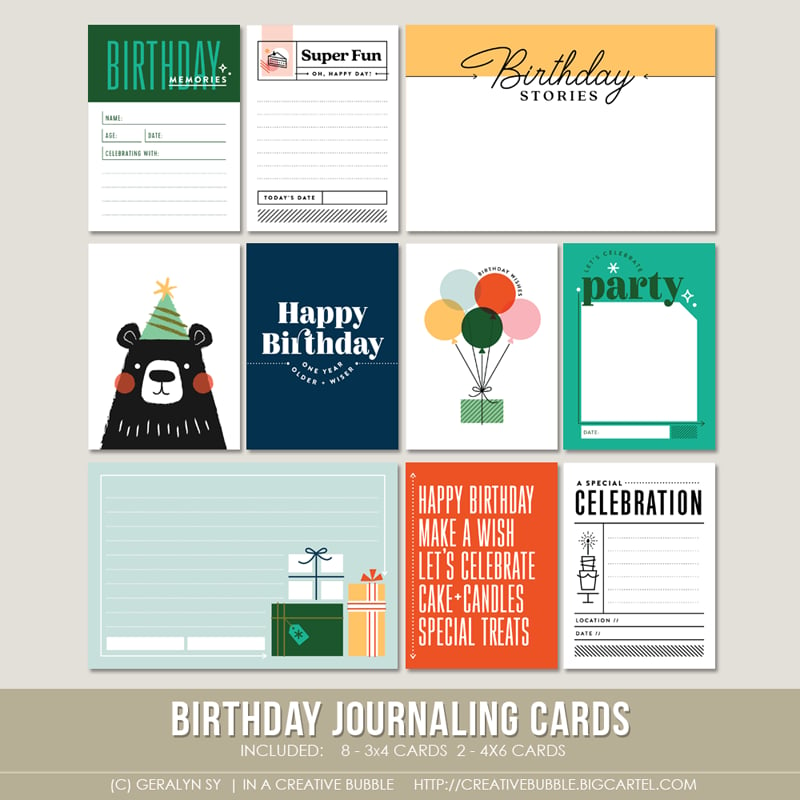 Image of Birthday Journaling Cards (Digital)