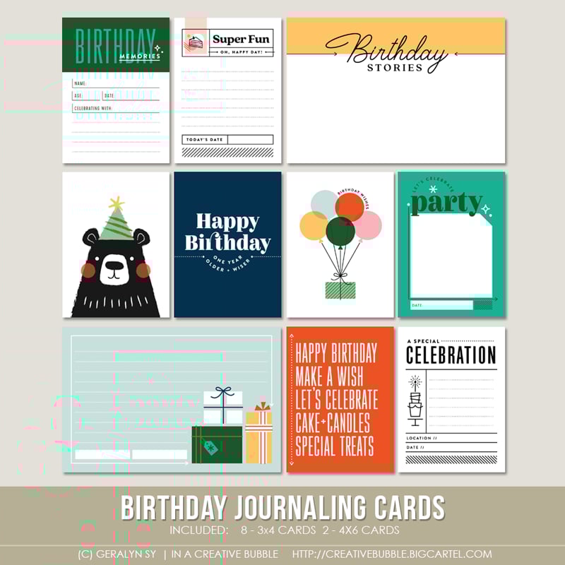 Birthday Journaling Cards (Digital) | In a Creative Bubble