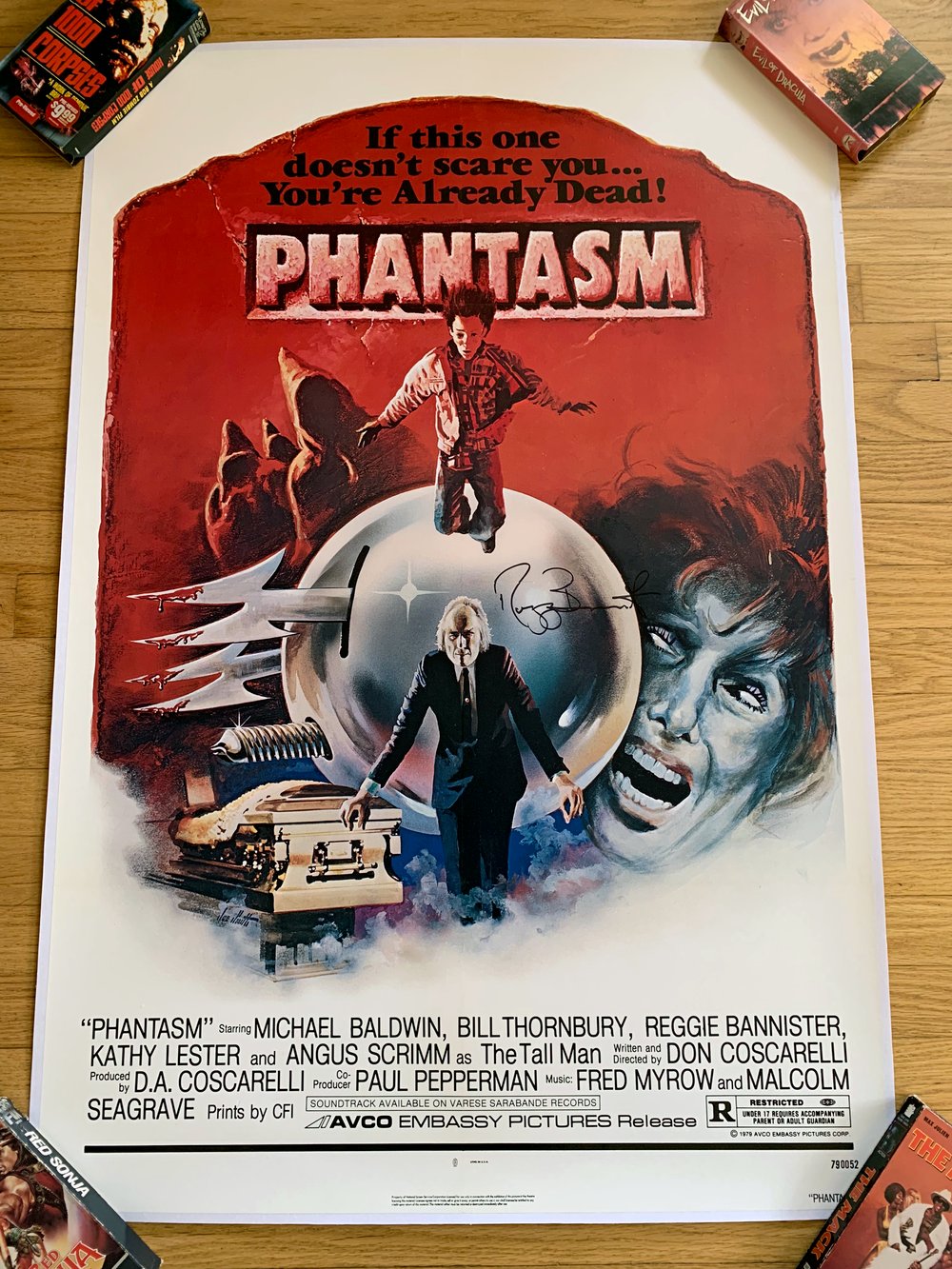 1979 PHANTASM Original Linen Backed U.S. One Sheet Movie Poster Signed by Reggie Bannister