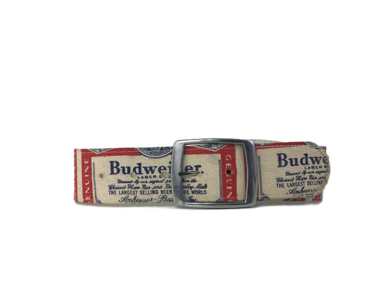 Image of Vintage Budweiser Red/White Canvas Unisex Belt