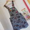 Grey Dino Pinny Dress - Fitted Style