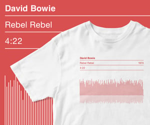 Image of David Bowie T Shirt, Rebel Rebel Song Sound Wave Graphic