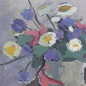 Image of Mid-century Swedish Painting, 'Daisies,' CARL DELDÈN