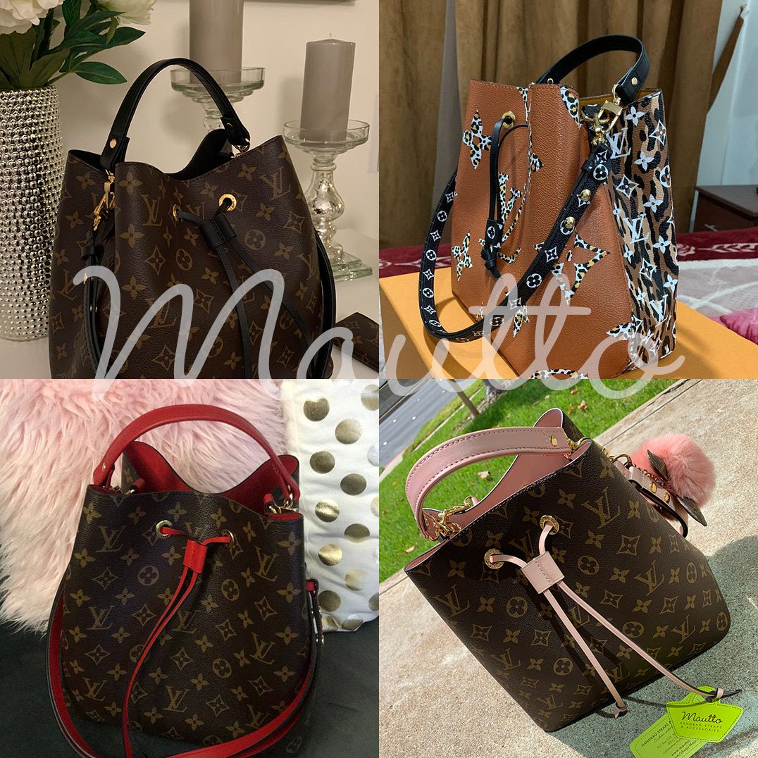 Leather Top Handle for LV Neo Noe Bucket Bag or Similar - 3/4 Wide, Gold  or Nickel #16LG Clips