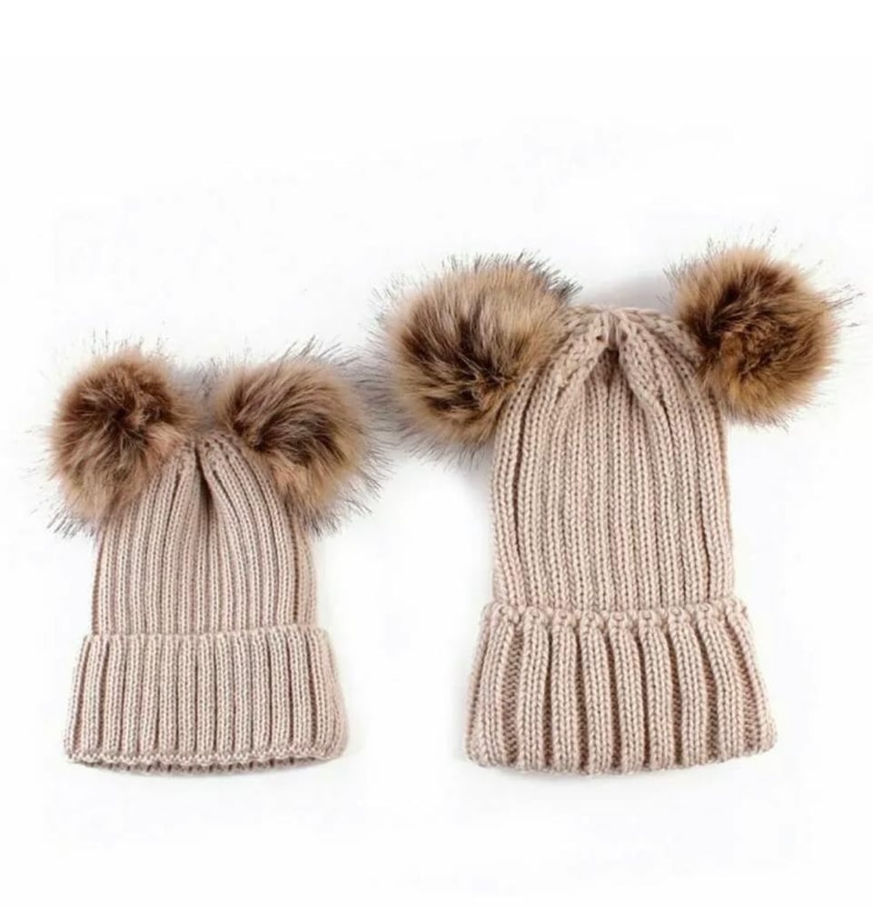 Image of Mumma & Me Double Trouble Bobble Hats (set of 2)