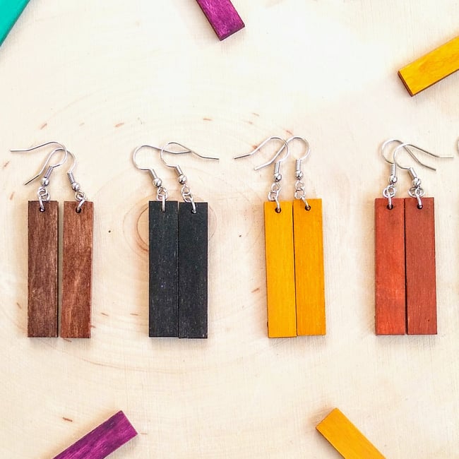 Luna Minimalist Wood Earrings