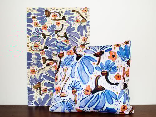 Image of Purple flowers throw pillow