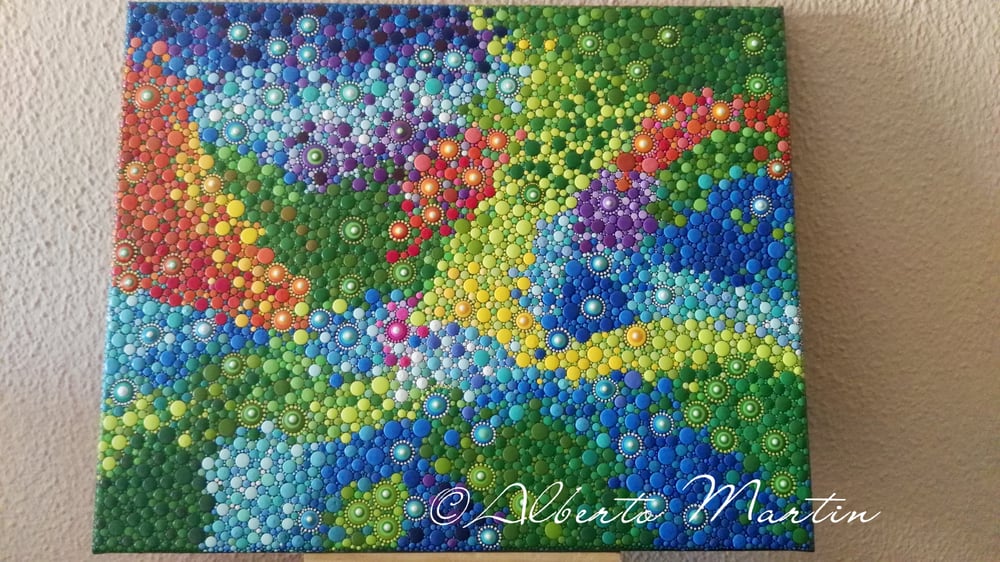 Image of Rainbow river dotart Canvas by Mandalaole Alberto Martin