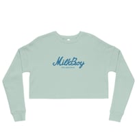 Image 2 of Women's Fleece Crop Sweatshirt Dusty Blue