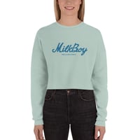 Image 3 of Women's Fleece Crop Sweatshirt Dusty Blue