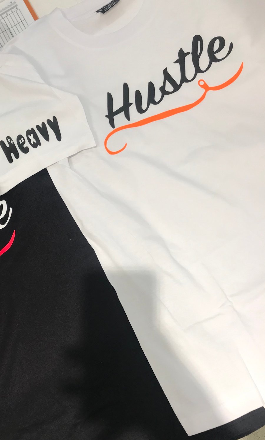 Image of HUSTLE TEE (WHITE,ORANGE,BLACK)