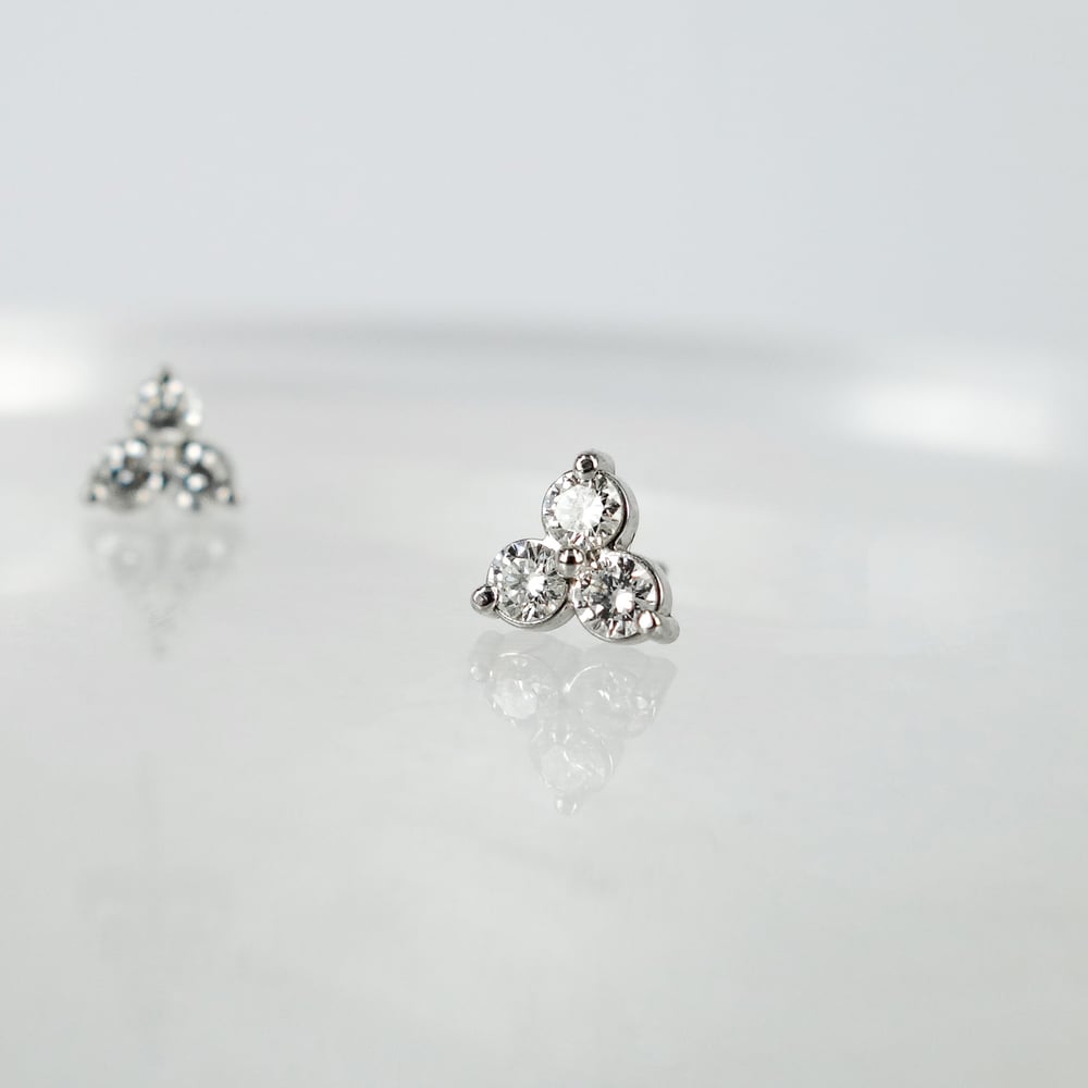 Image of 18ct white gold diamond stud earrings. PJ5766