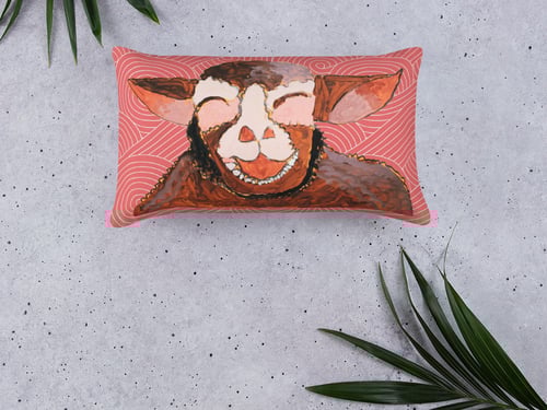 Image of The laughing lamb throw pillow (rectangle)