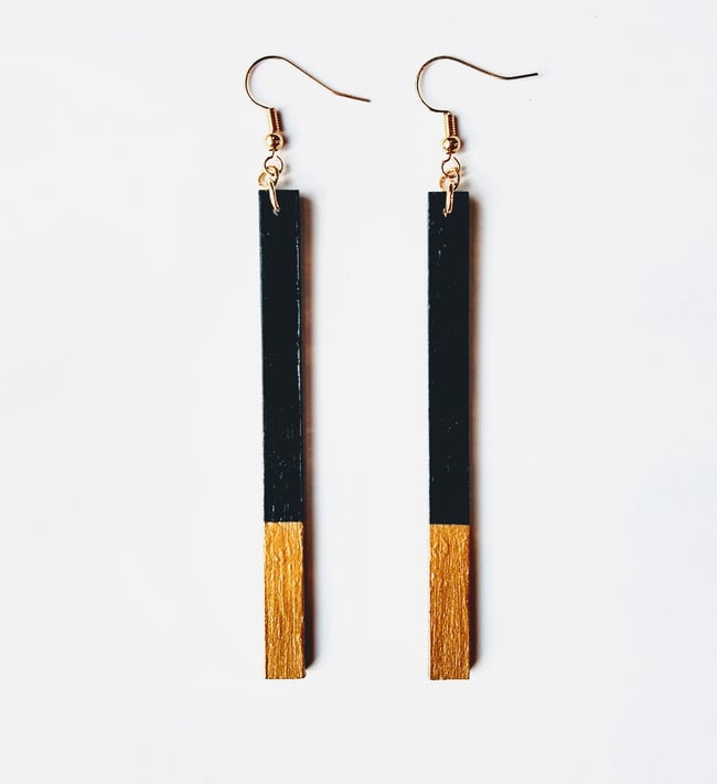 Gold Dipped Noir Wood Earrings