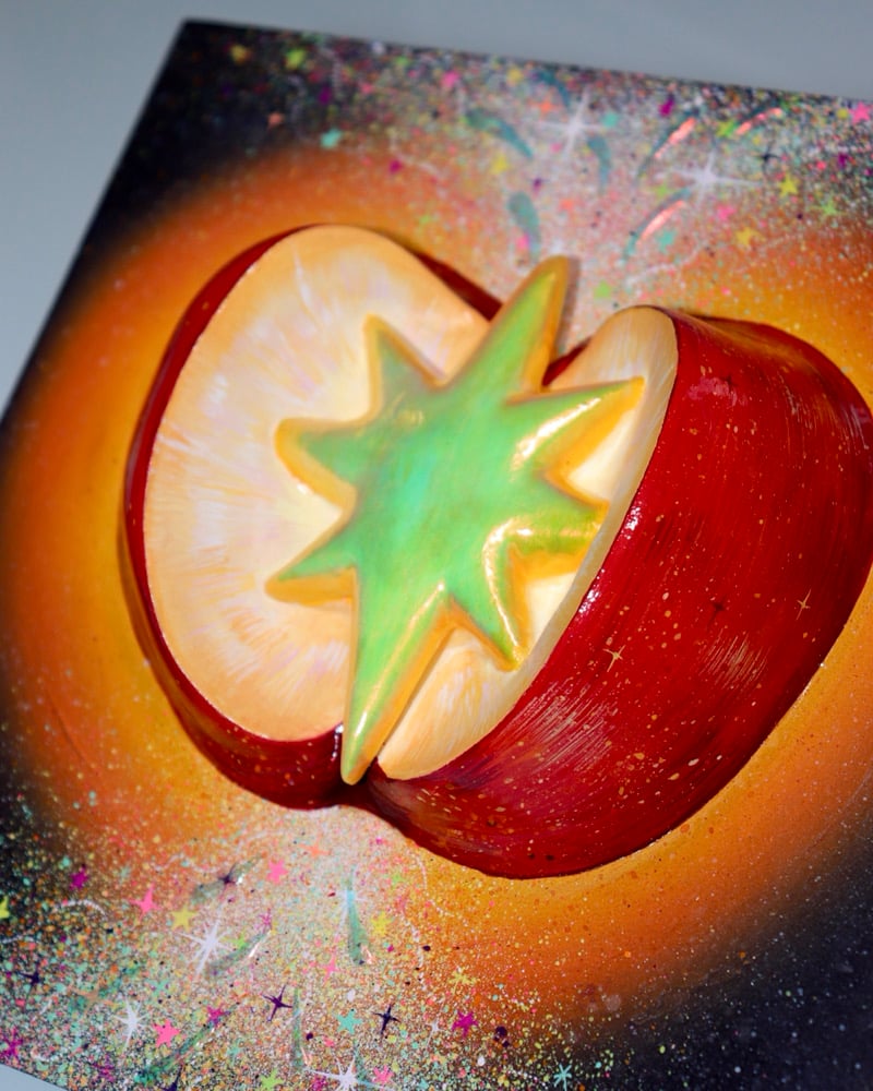 Image of APPLE CORE ✧ Original 3D Mixed Media Painting