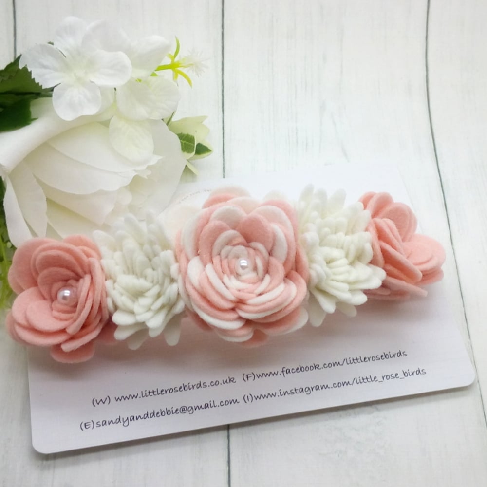 Blush Pink & White Felt Flower Crown - Choice of Colours 