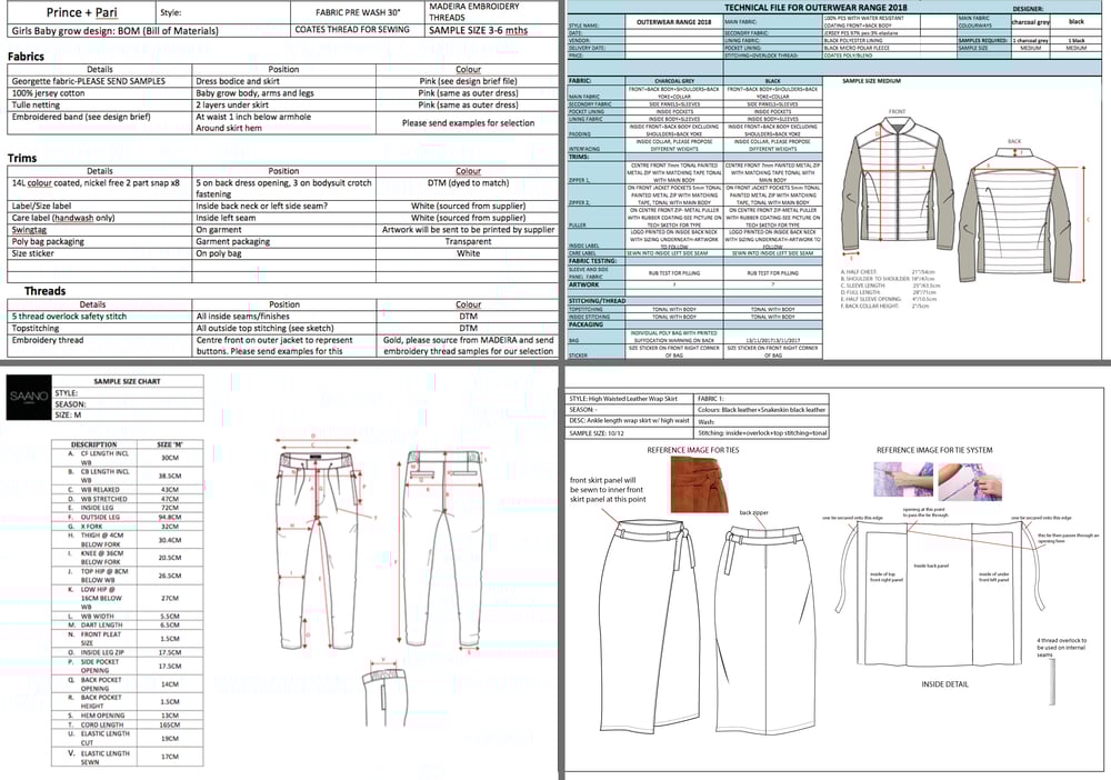 T.H.O.C fashion design & development studio β Industry standard tech pack
