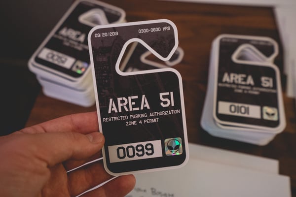 Image of 👽 AREA 51 DRIVERS HANG TAG