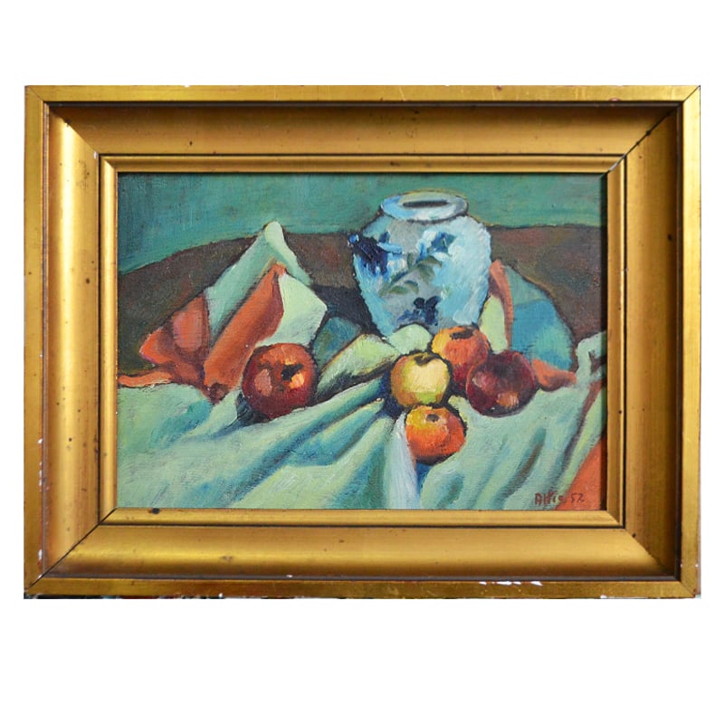 Image of 1952, French, Stilll Life, Painting, 'Apples.'