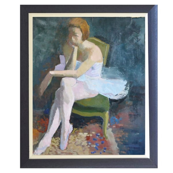 Image of 1950 French Painting, Ballerina.'