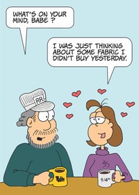 Image 3 of "Thinking About Fabric" Anniversary Card - By the Yard®
